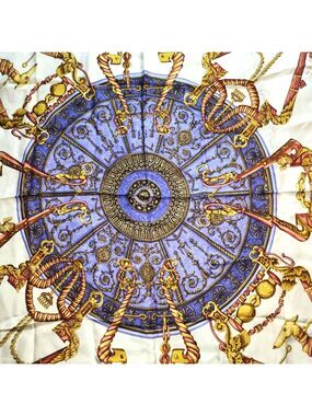 Trussardi silk scarf has transferred dyed blue